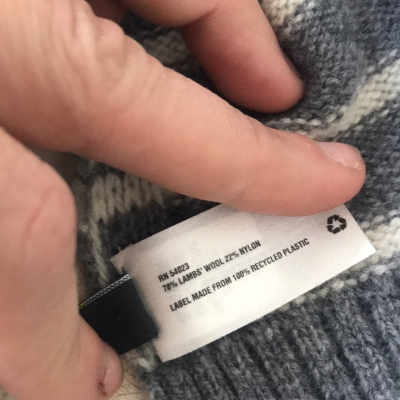 GAP grey & white stripey wool blend scarf 76” - Picture 5 of 5